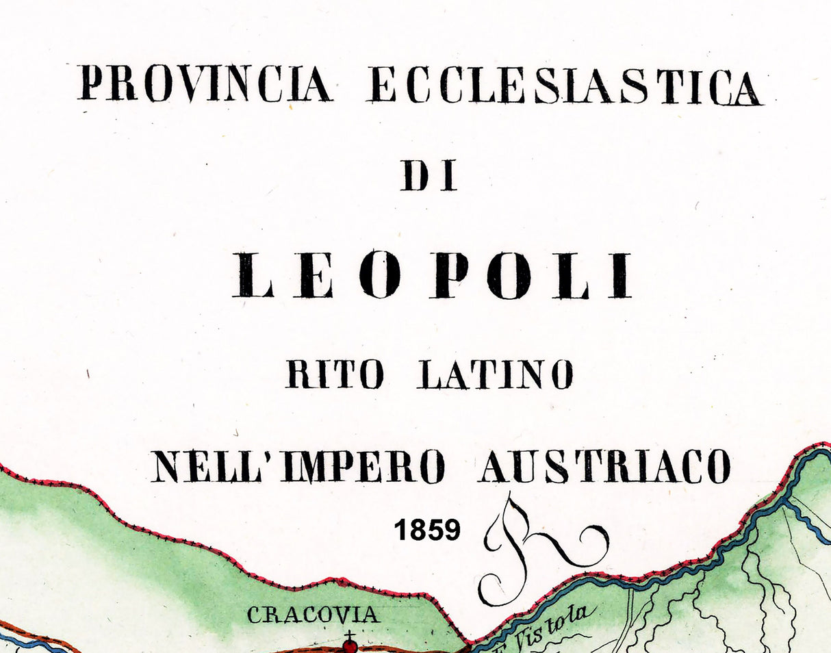1859 Map of Provinces of Lviv Galicia in Austrian Empire