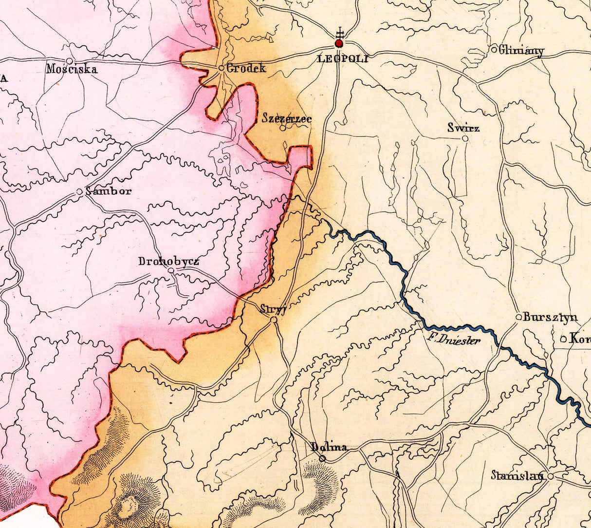 1859 Map of Provinces of Lviv Galicia in Austrian Empire