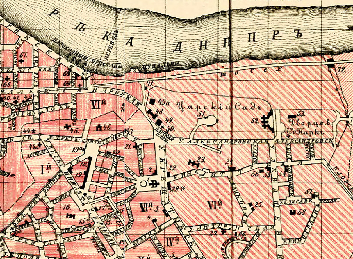 1890 Map of Kiev Ukraine