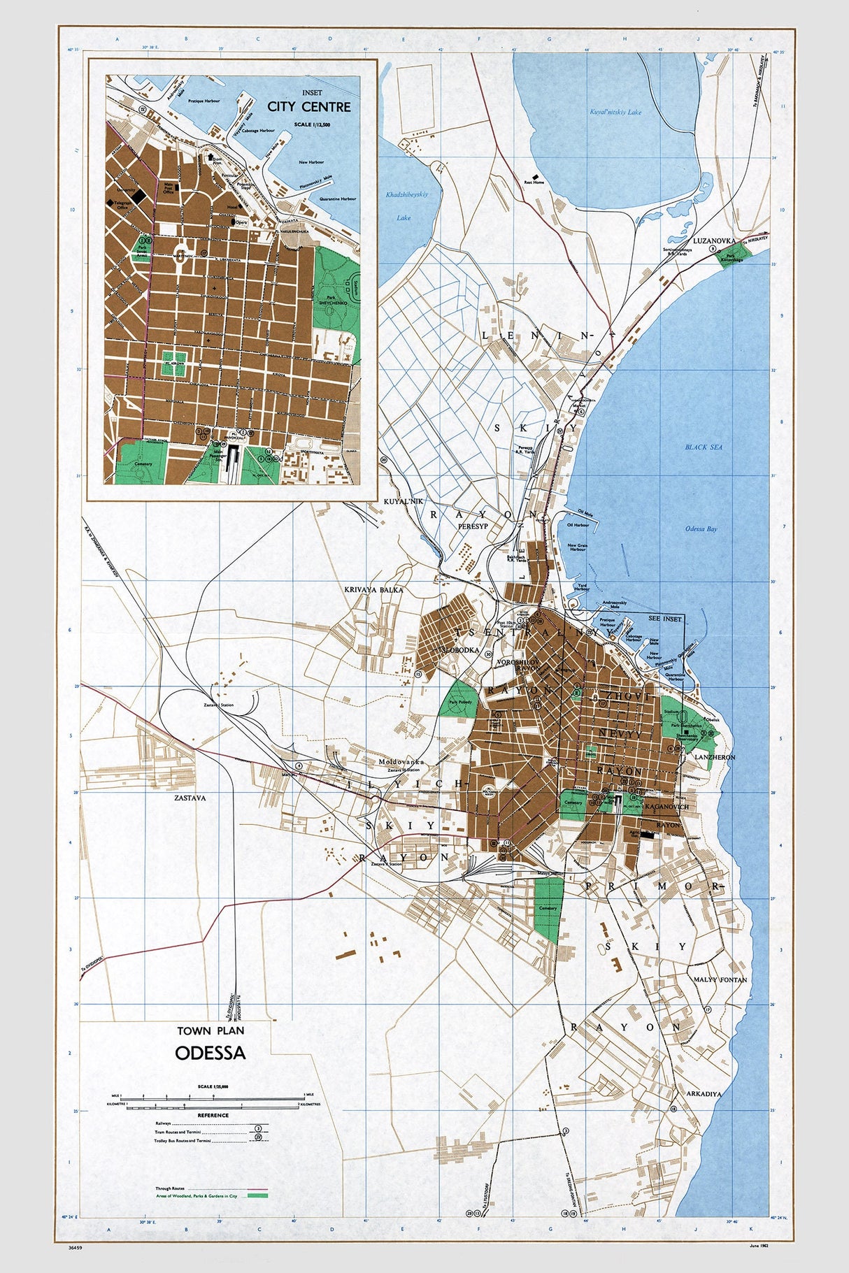 1962 Town Map of Odessa Ukraine