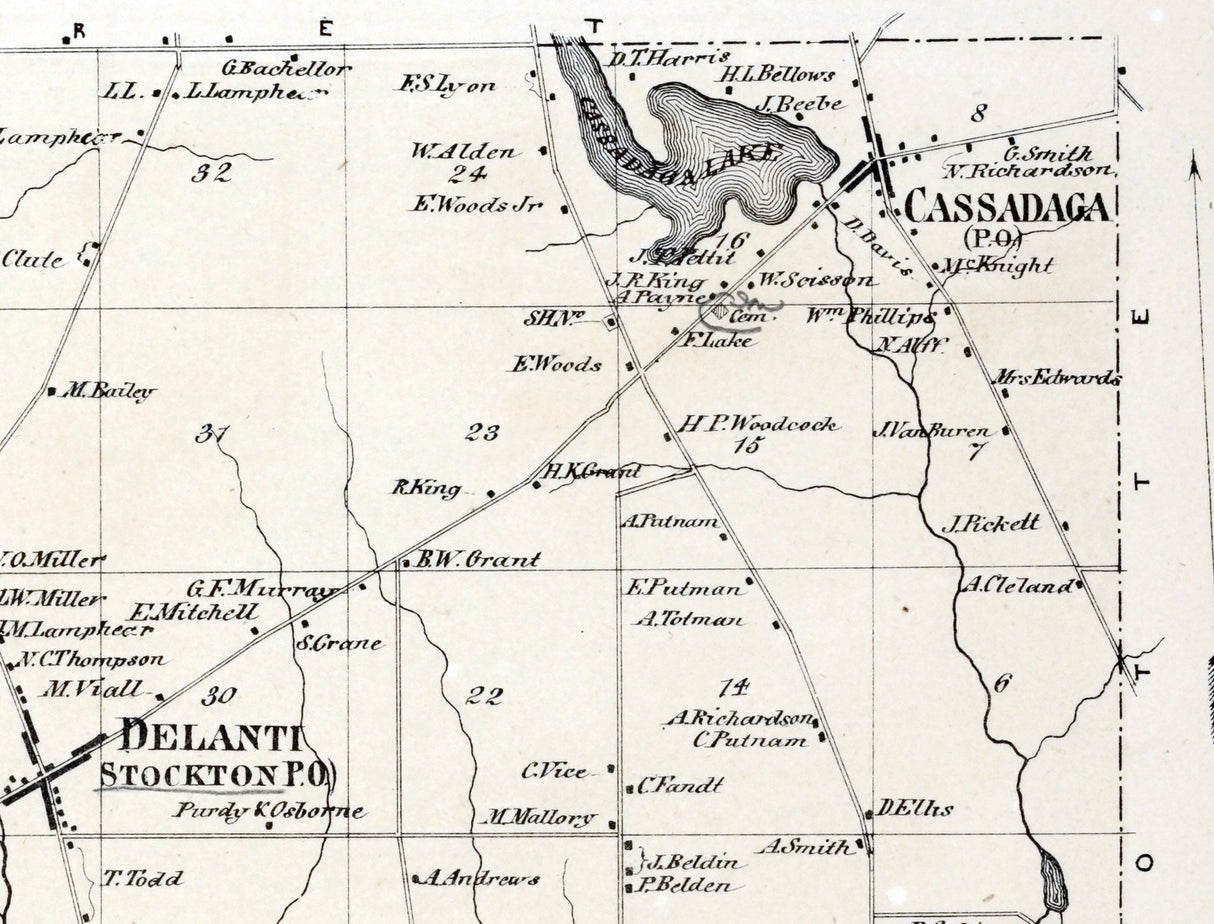 1867 Map of Stockton Township Chautauqua County New York
