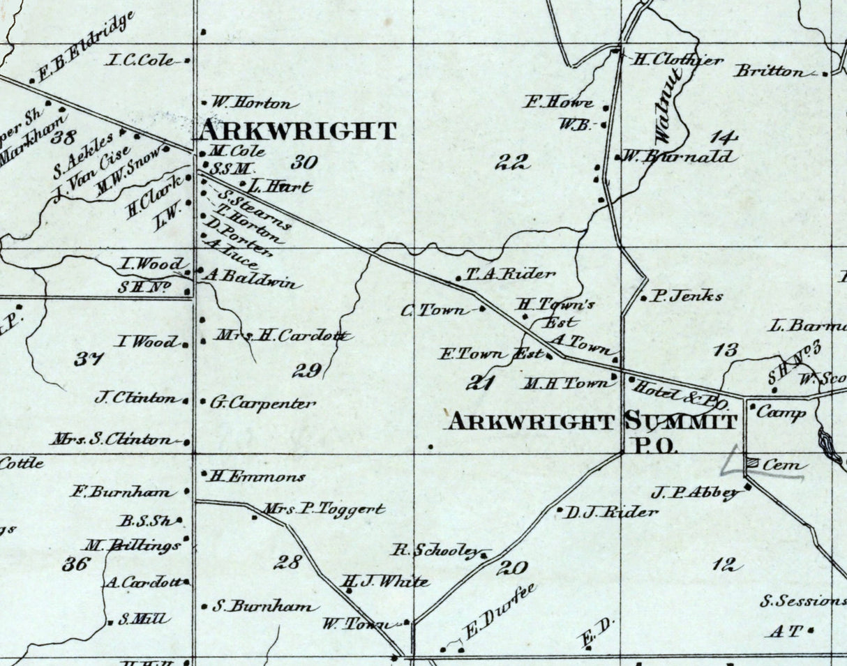 1867 Map of Arkwright Township Chautauqua County New York
