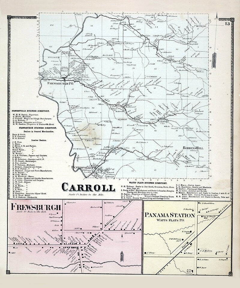 1867 Map of Carroll Township Chautauqua County New York
