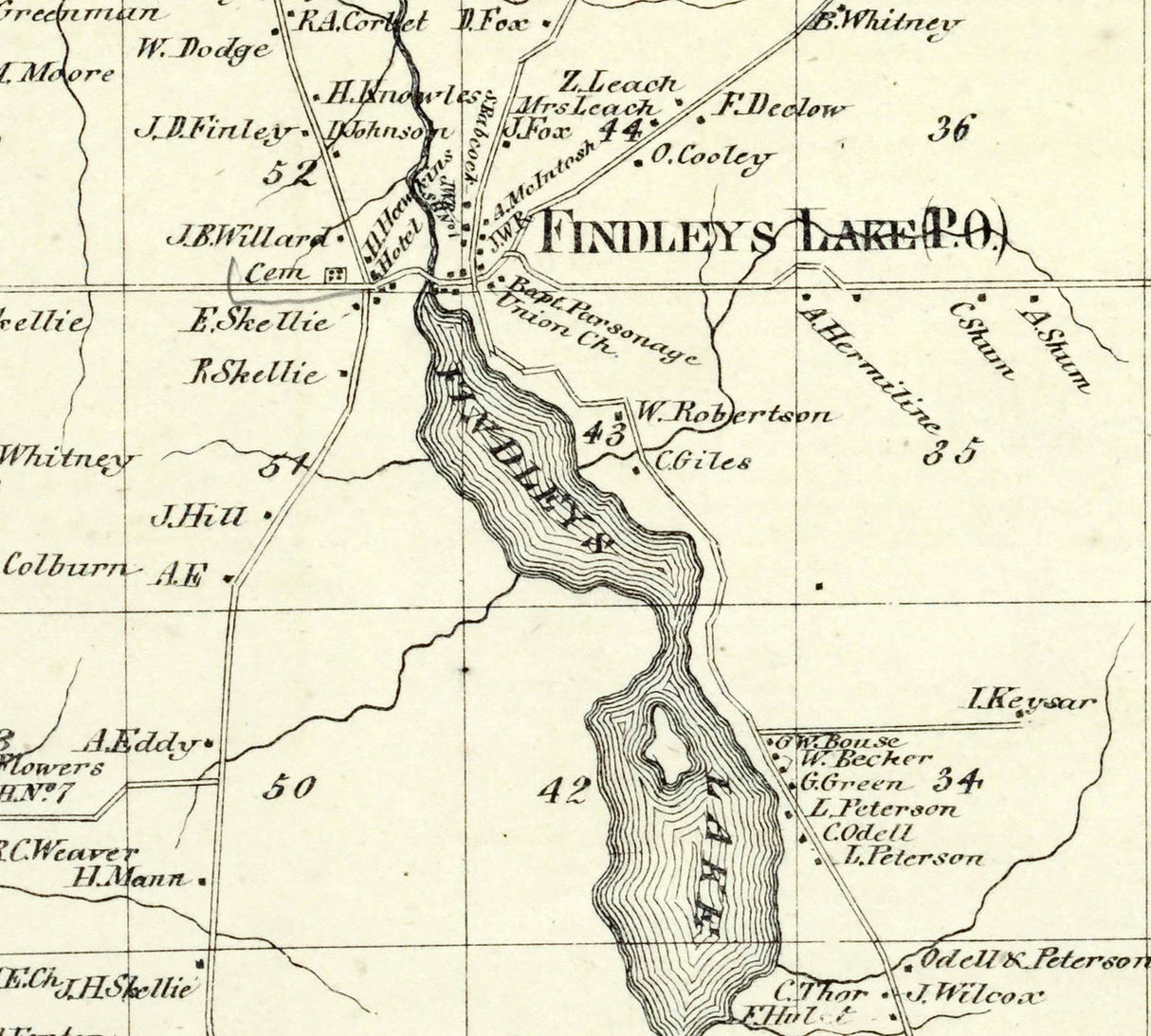 1867 Map of Mina Township Chautauqua County New York