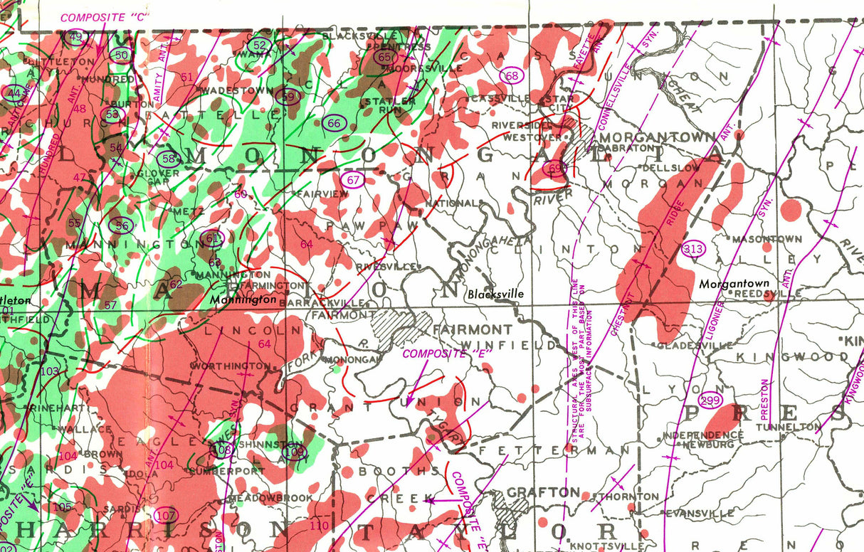 1970 Map of West Virginia Oil and Gas Well Fields