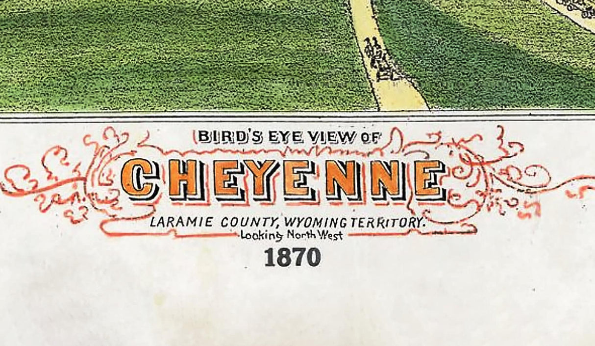 1870 Panoramic Map of Cheyenne Laramie County Wyoming