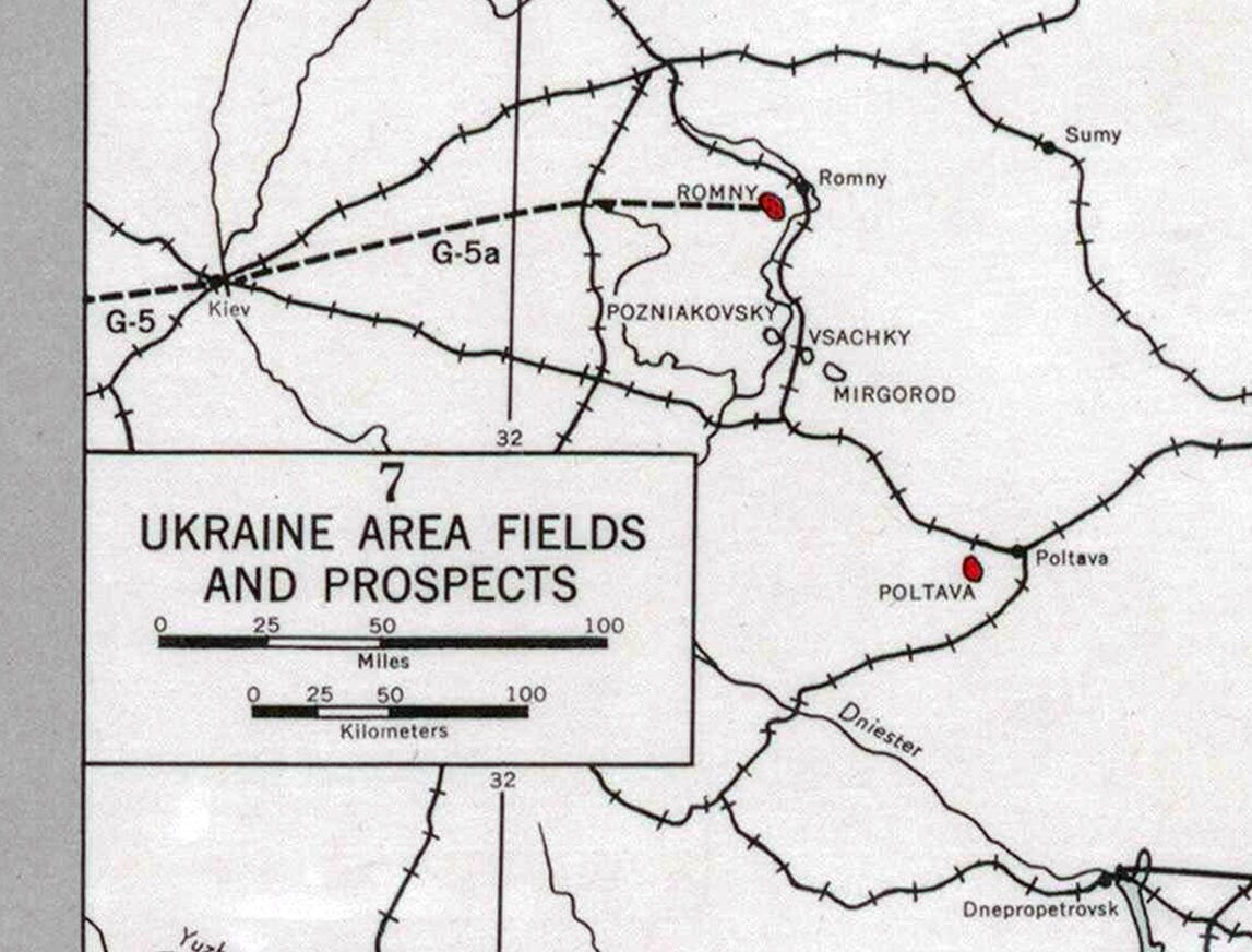 1952 Map of USSR Oil and Gas Fields