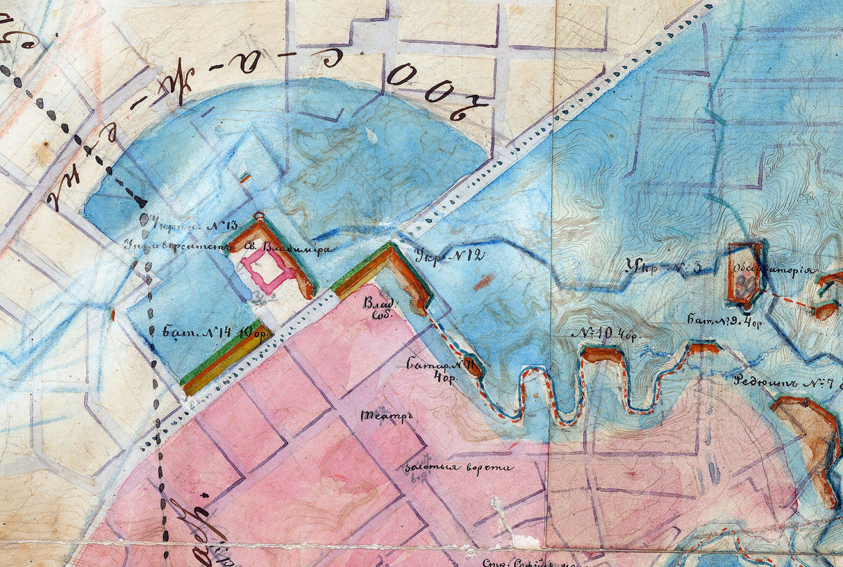 1850 Map of Kiev Ukraine Soviet War