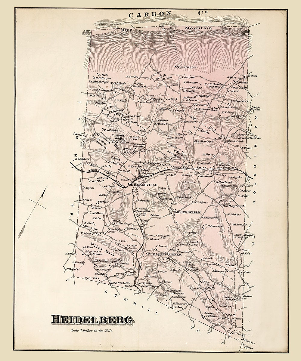 1876 Map of Heidelberg Township Lehigh County Pennsylvania