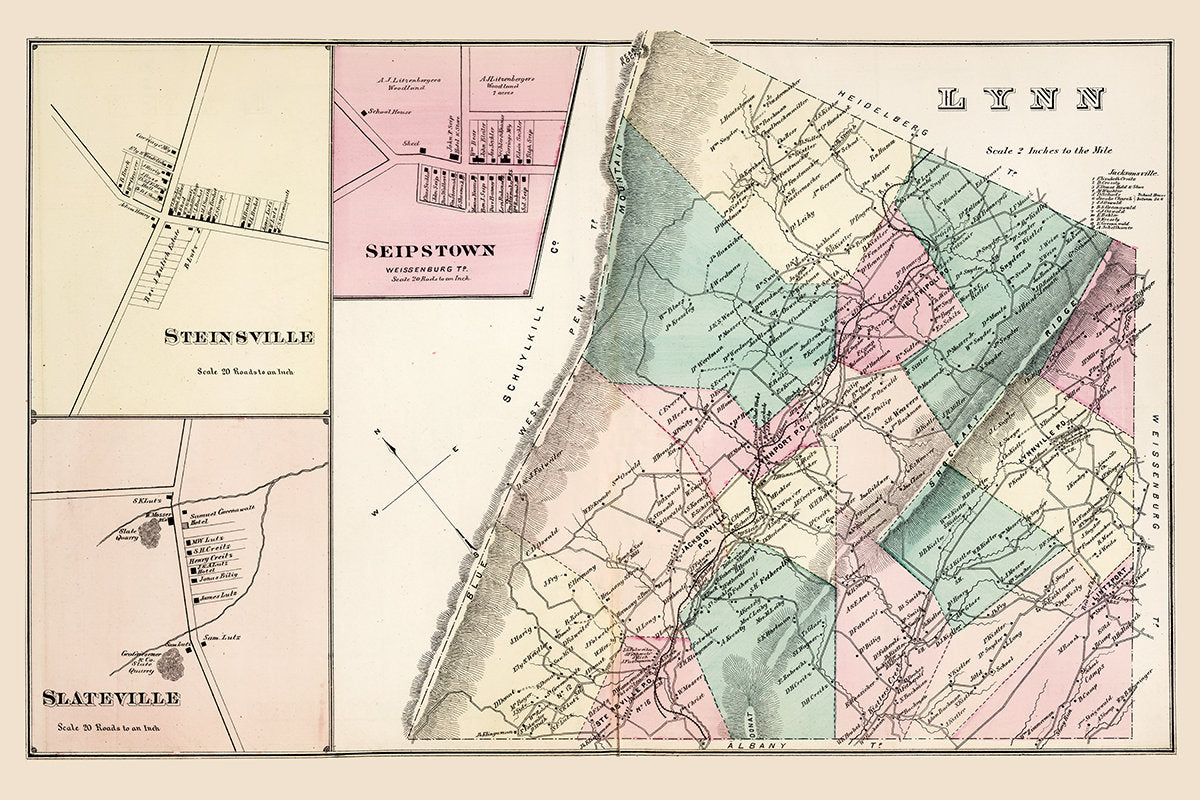 1876 Map of Lynn Township Lehigh County Pennsylvania