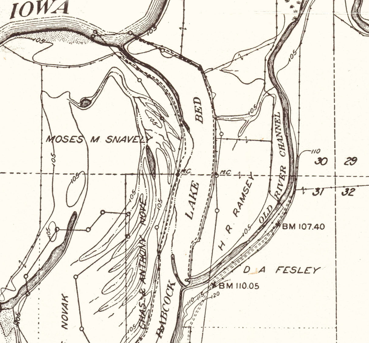 1916 Map of Babcock Lake Johnson County Iowa