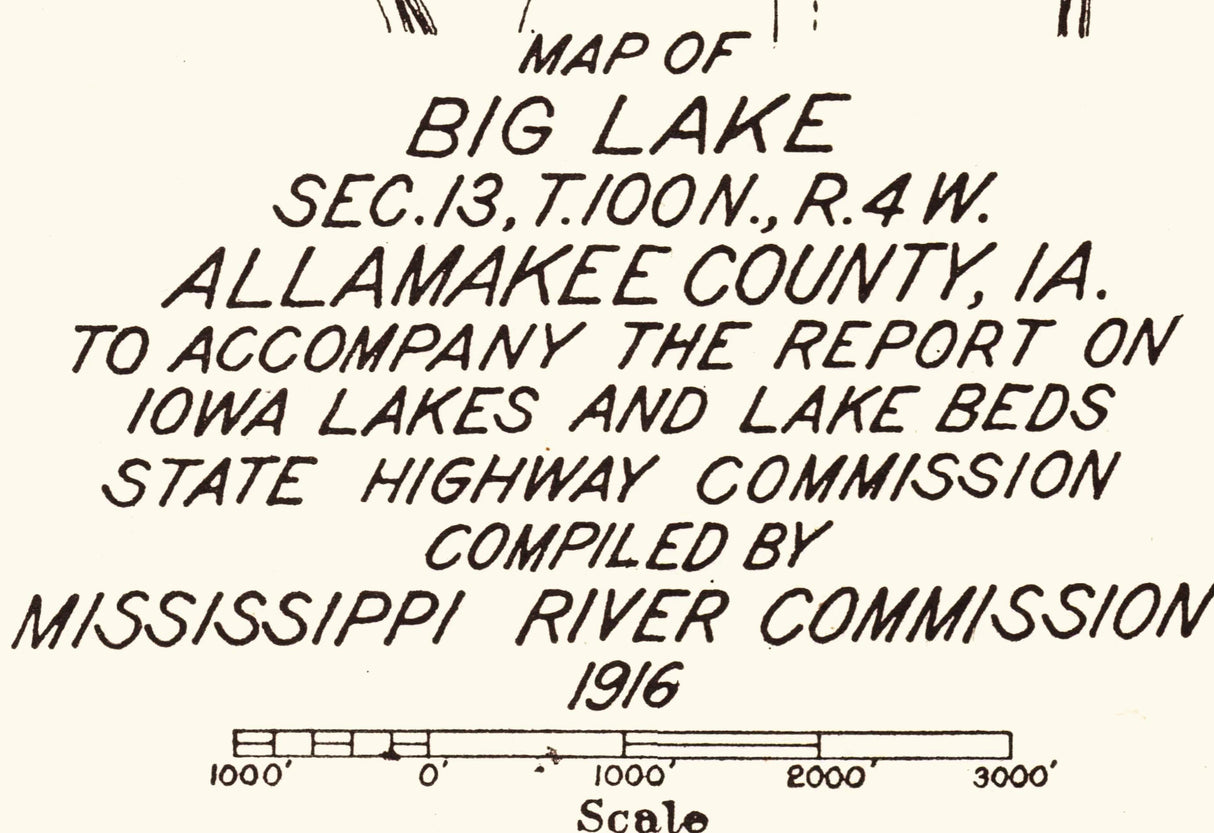 1916 Map of Big Lake Allamakee County Iowa Upper Iowa River