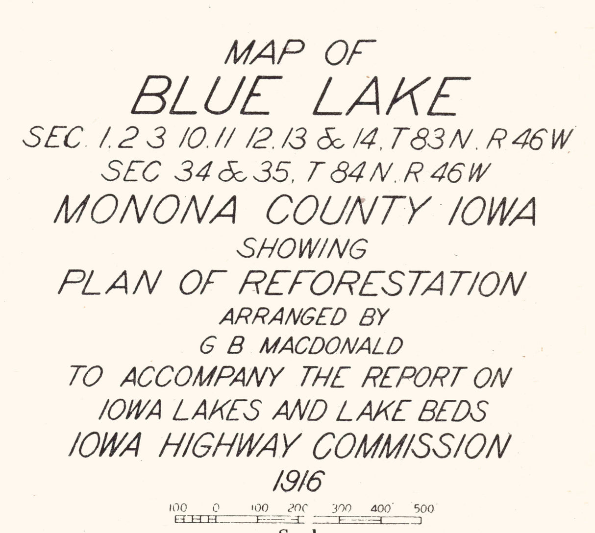 1916 Map of Blue Lake Monona County Iowa