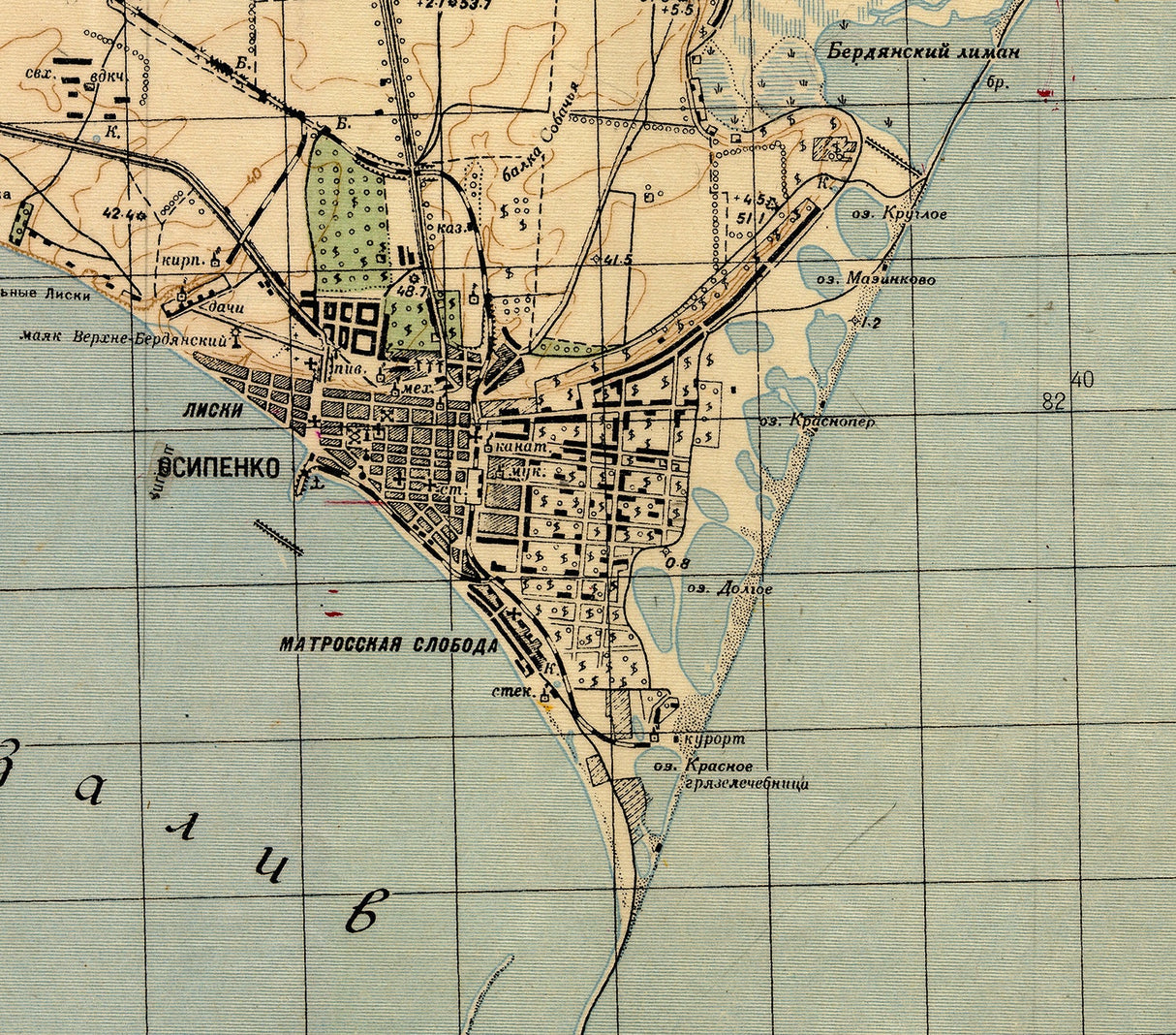 1941 Map of Berdyansk Zaporizhia Oblast Ukraine