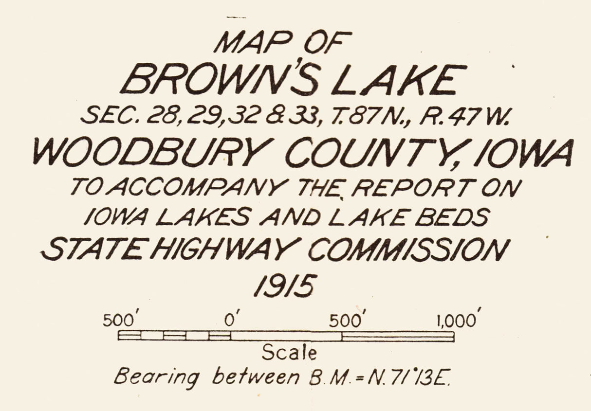 1916 Map of Browns Lake Woodbury County Iowa