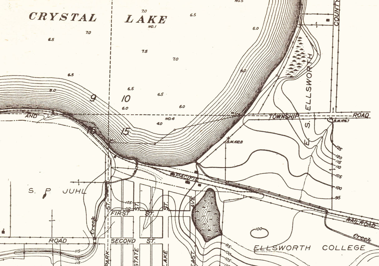 1916 Map of Crystal Lake Hancock County Iowa