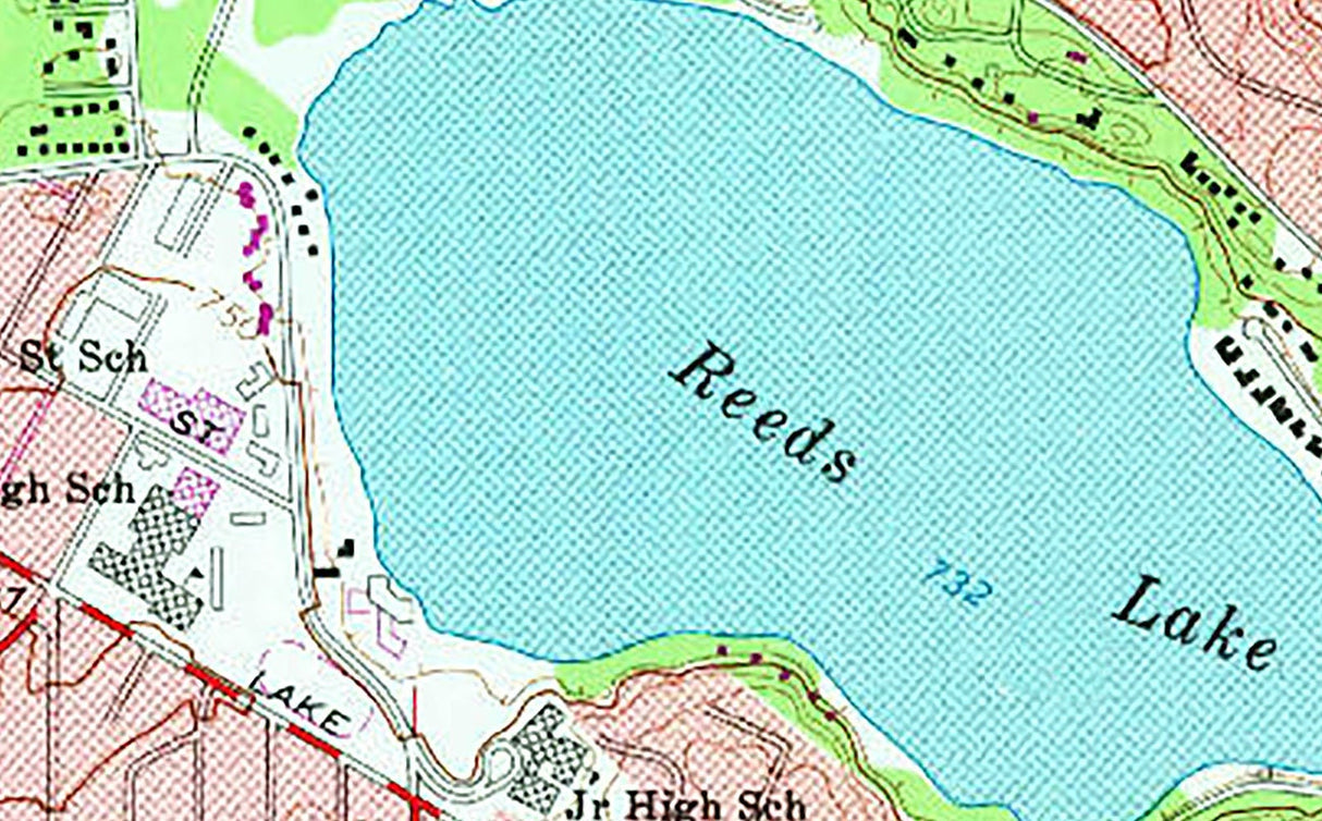 1982 Map of Reeds Lake Grand Rapids Michigan