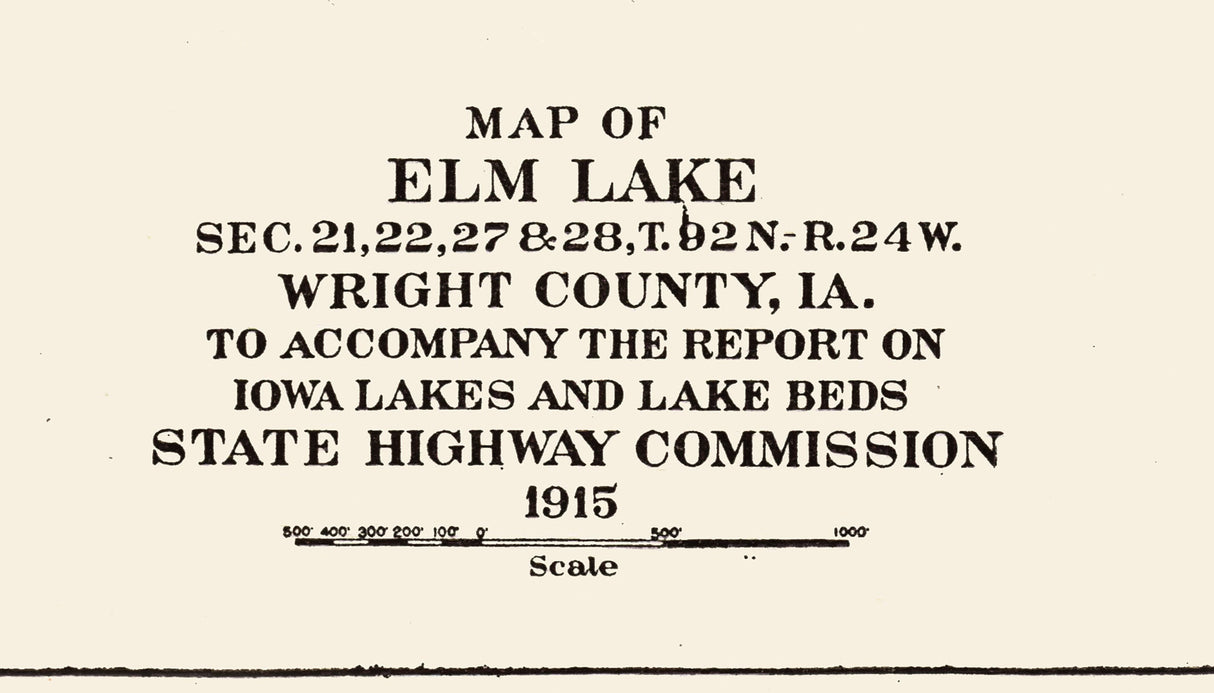 1915 Map of Elm Lake Wright County Iowa