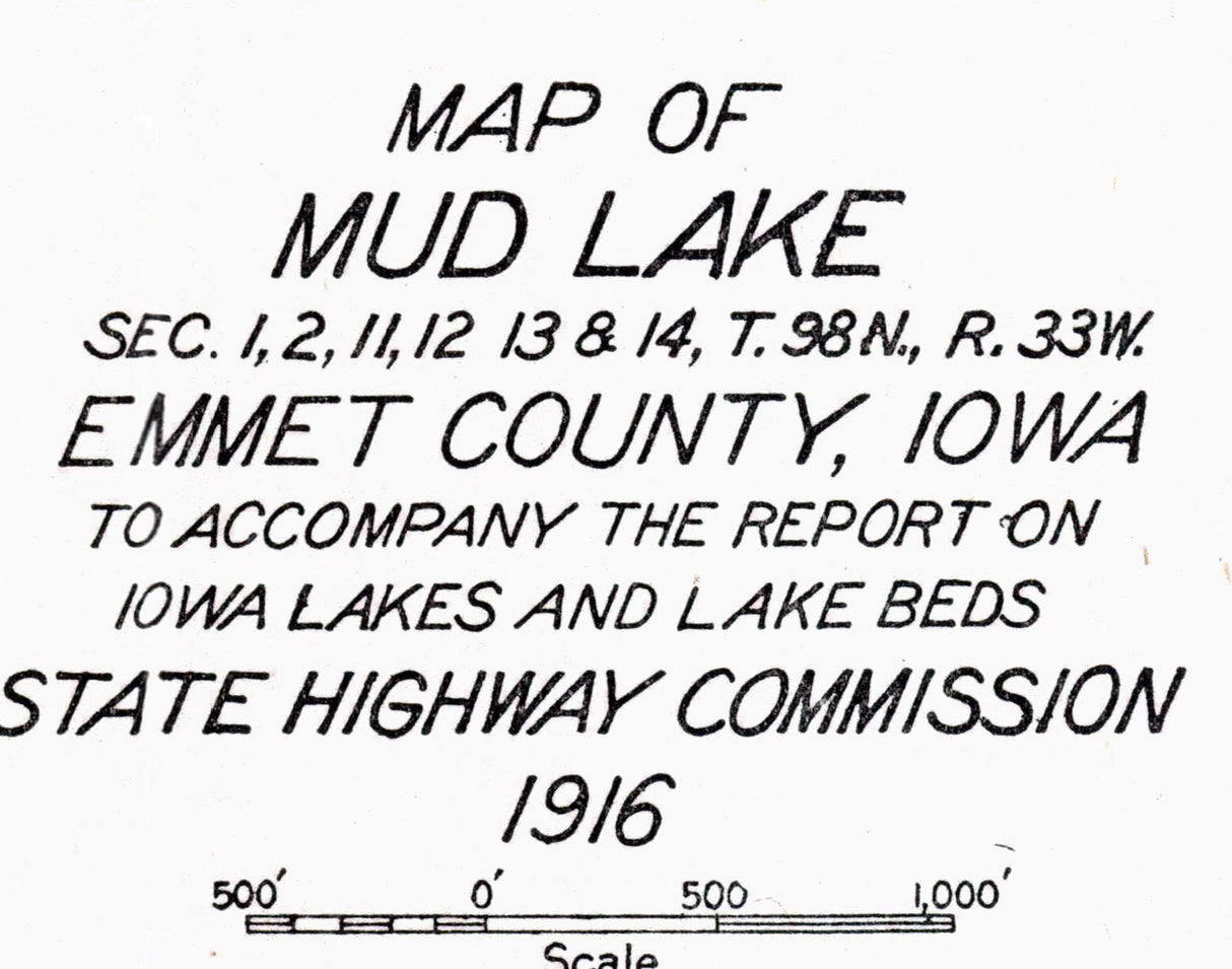 1916 Map of Mud Lake Emmet County Iowa