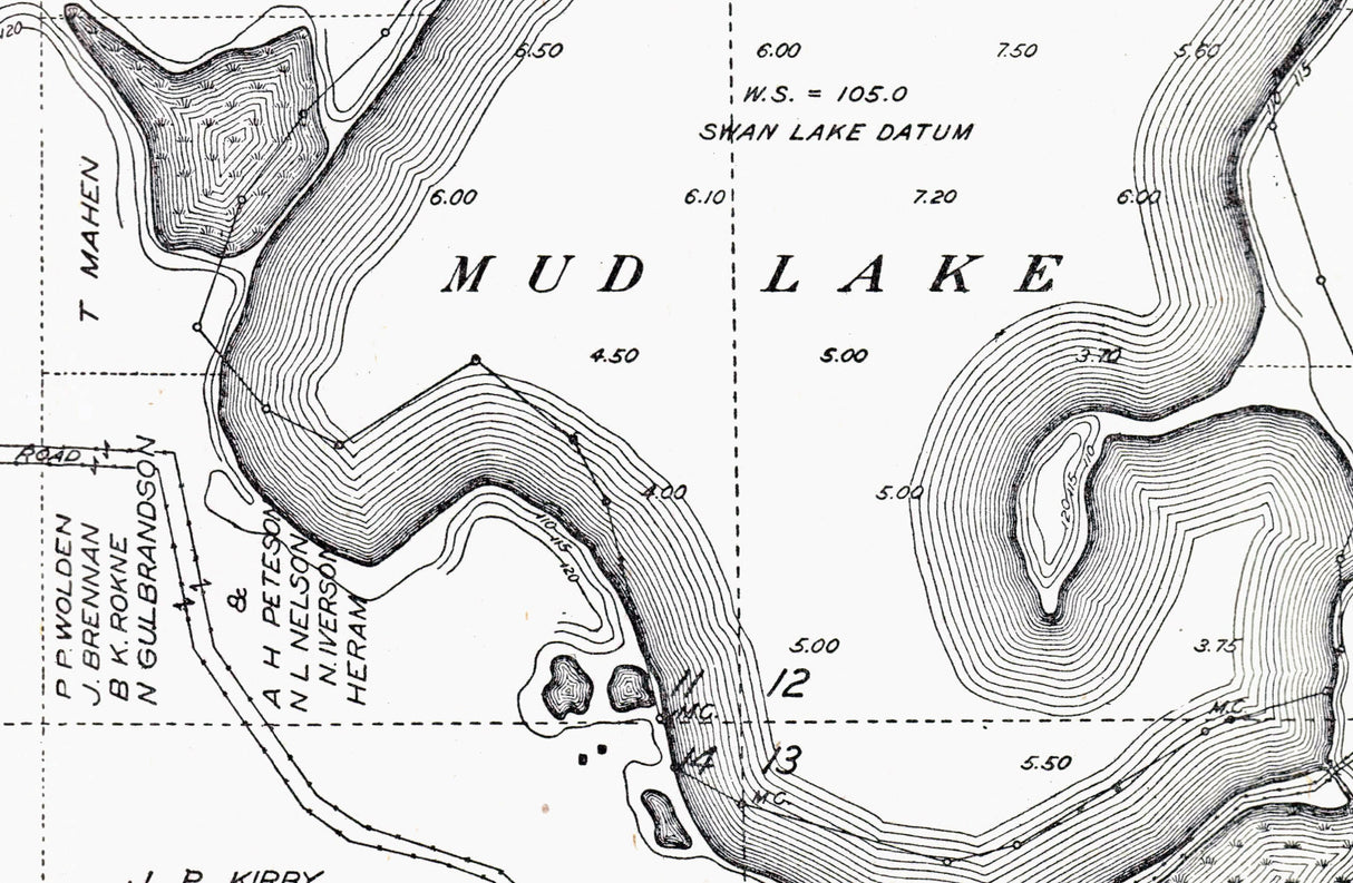 1916 Map of Mud Lake Emmet County Iowa