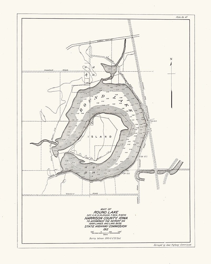 1916 Map of Round Lake Harrison County Iowa