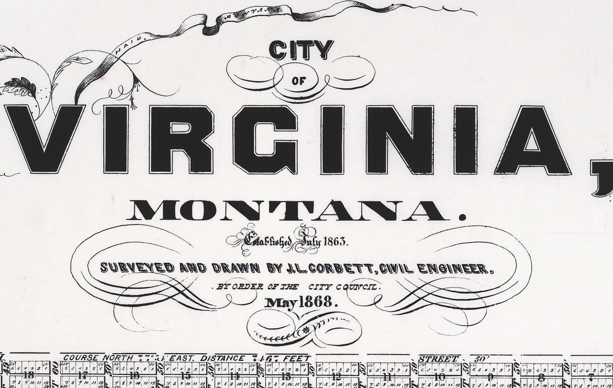 1868 Map of Virginia Montana