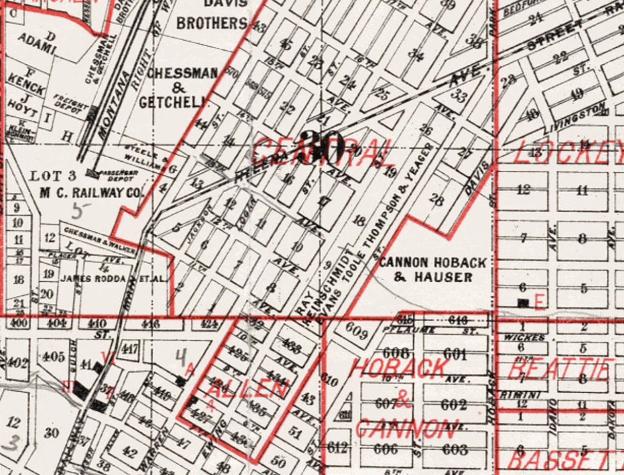 1887 Map of Helena Lewis and Clarke County Montana