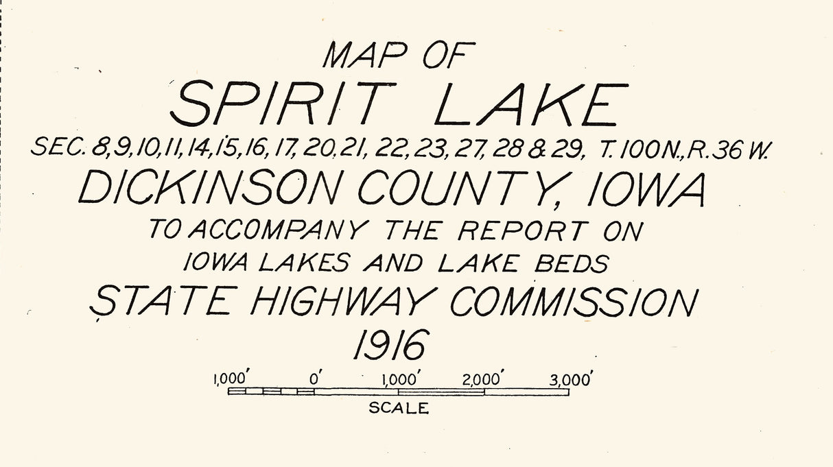 1916 Map of Spirit Lake Dickinson County Iowa