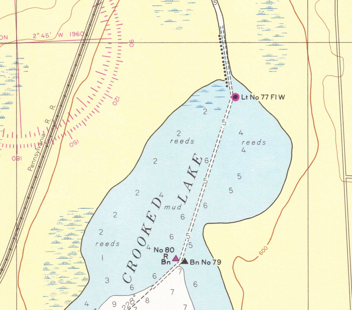 1960 Nautical Map of Crooked River Hay Lake Michigan