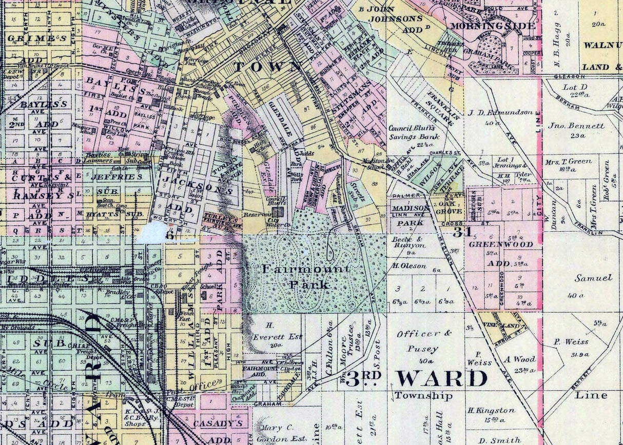 1898 Map of Council Bluffs Iowa