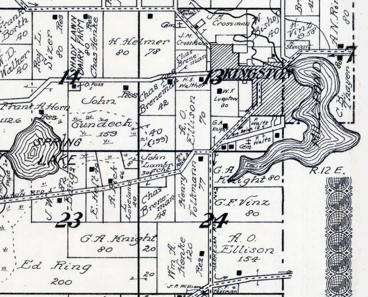 1923 Map of Kingston Township Green Lake County Wisconsin