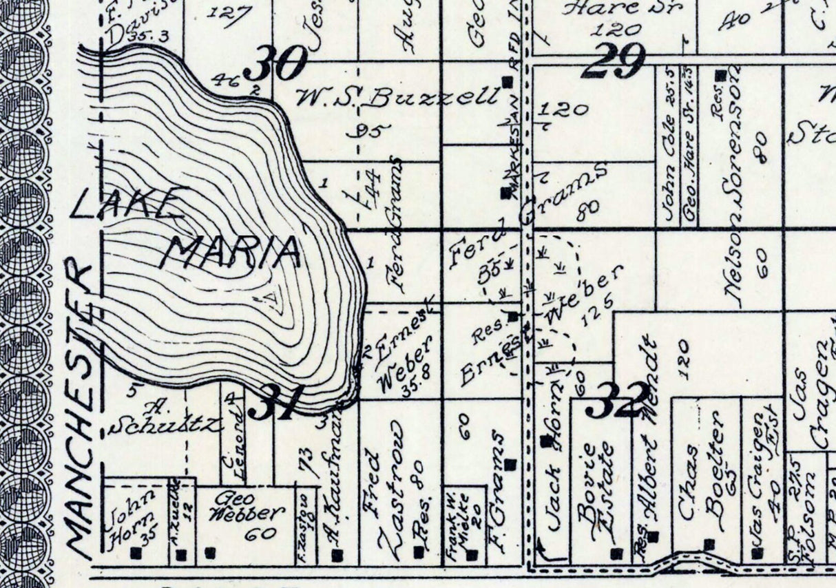 1923 Map of Mackford Township Green Lake County Wisconsin
