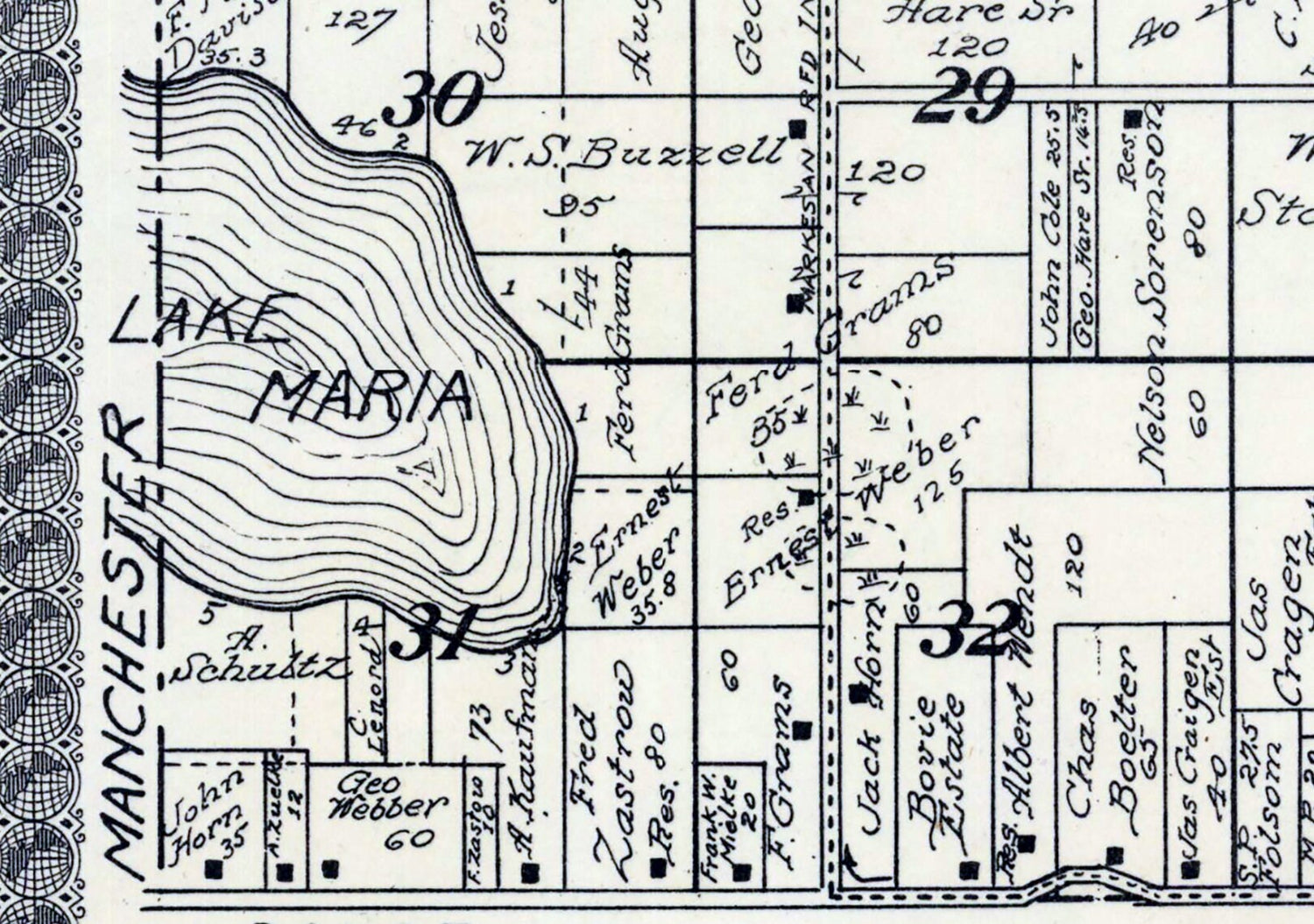 1923 Map of Mackford Township Green Lake County Wisconsin