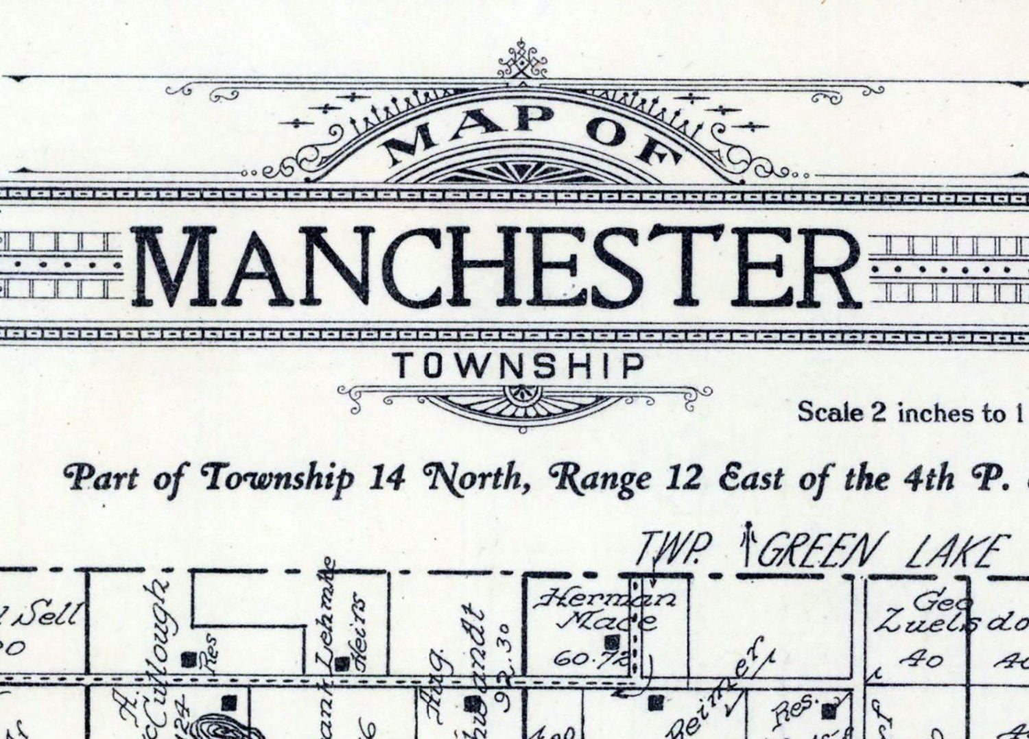 1923 Map of Manchester Township Green Lake County Wisconsin