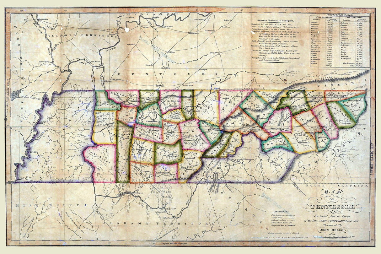 1818 Map of Tennessee