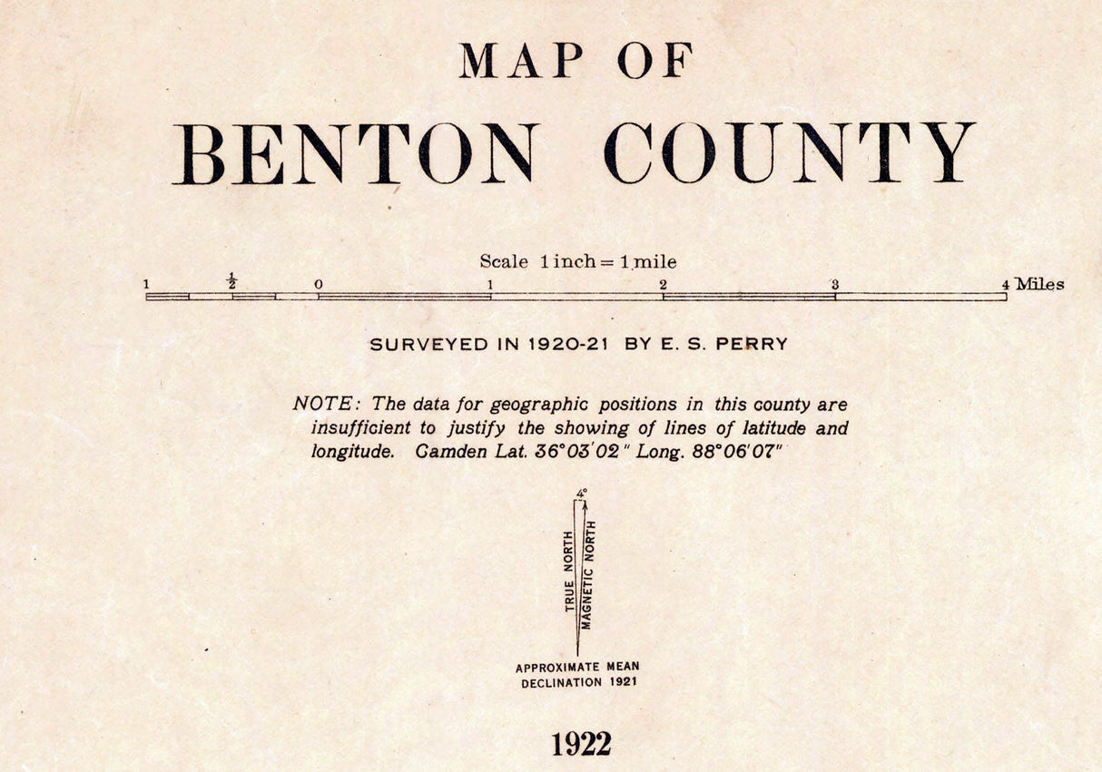 1922 Map of Benton County Tennessee