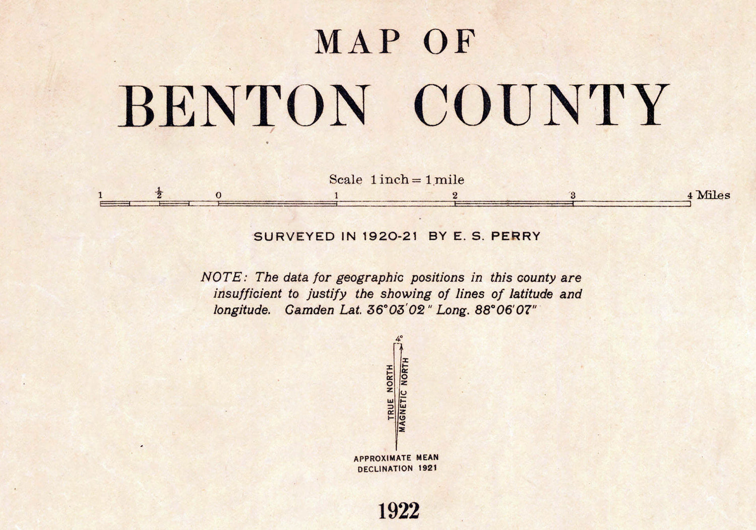 1922 Map of Benton County Tennessee