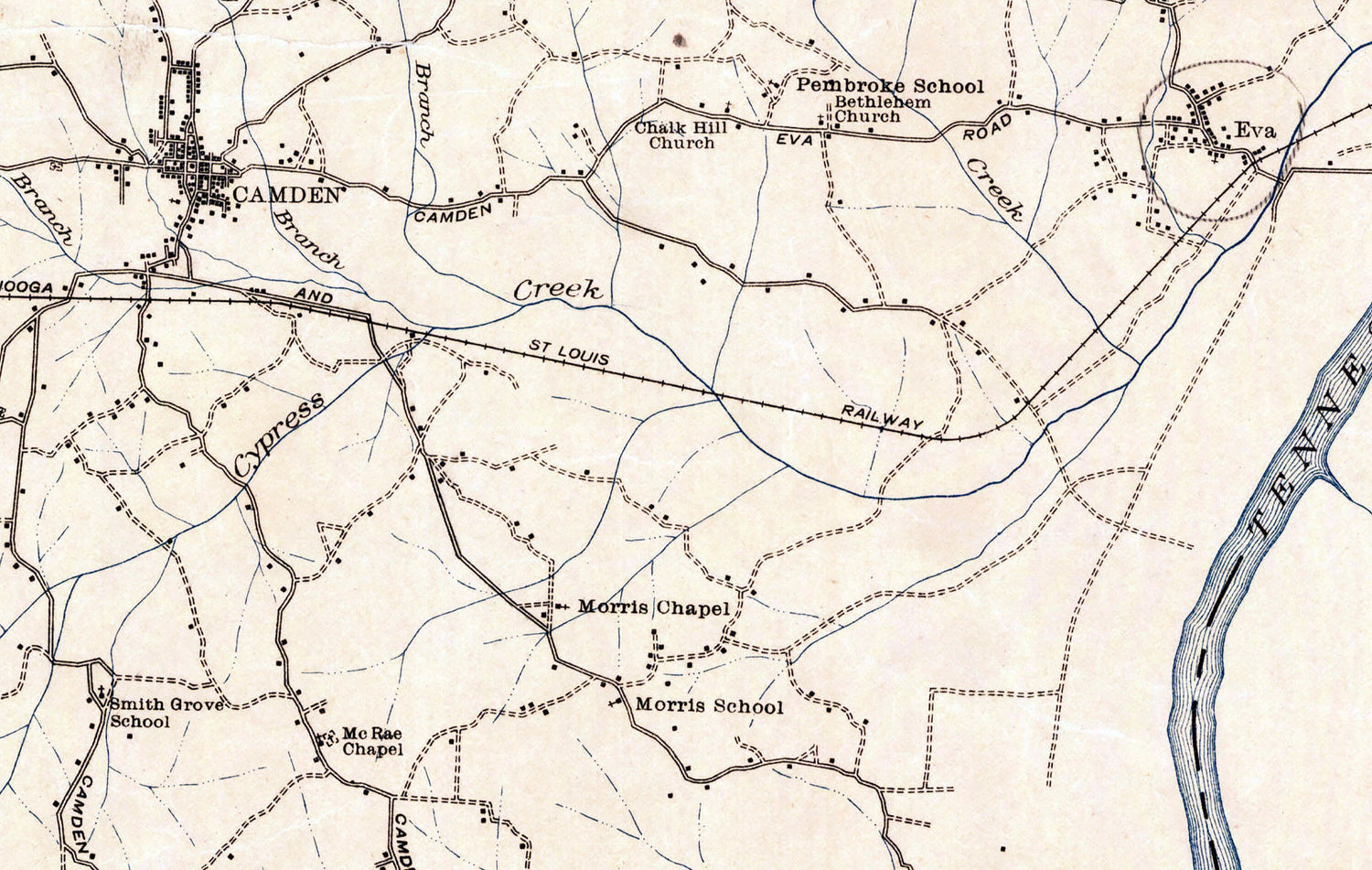 1922 Map of Benton County Tennessee