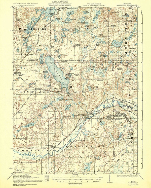 1918 Map of Gull Lake Kalamazoo County Michigan