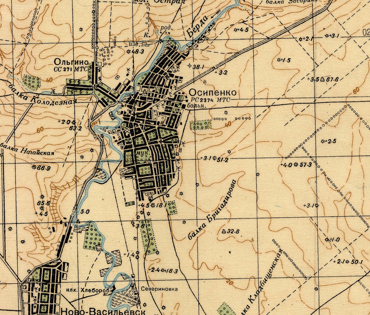 1941 Map of Berdyansk Zaporizhia Oblast Ukraine