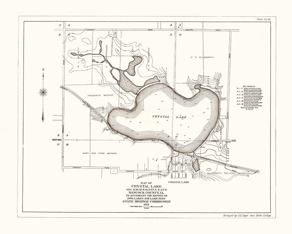 1916 Map of Crystal Lake Hancock County Iowa