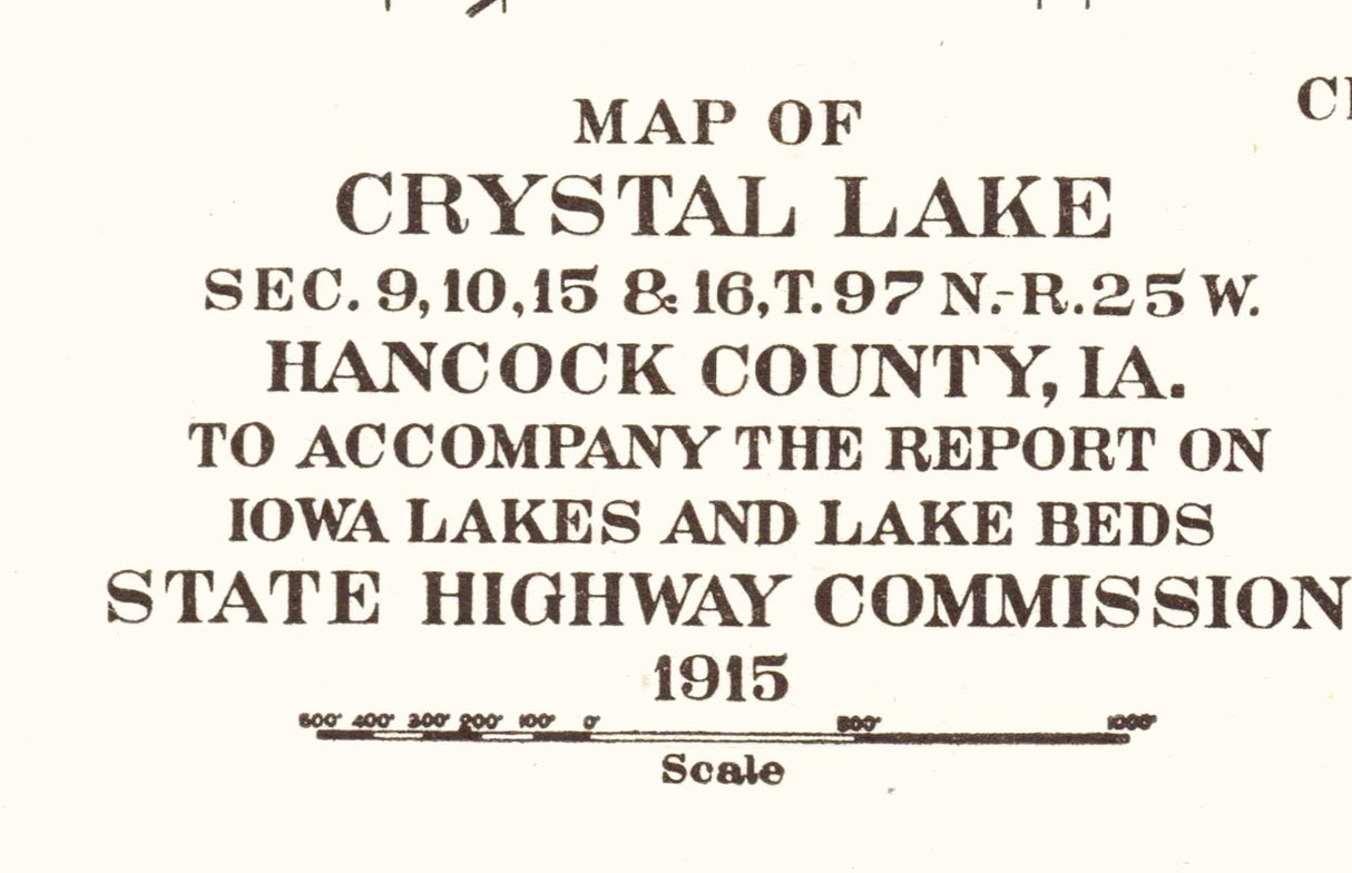 1916 Map of Crystal Lake Hancock County Iowa