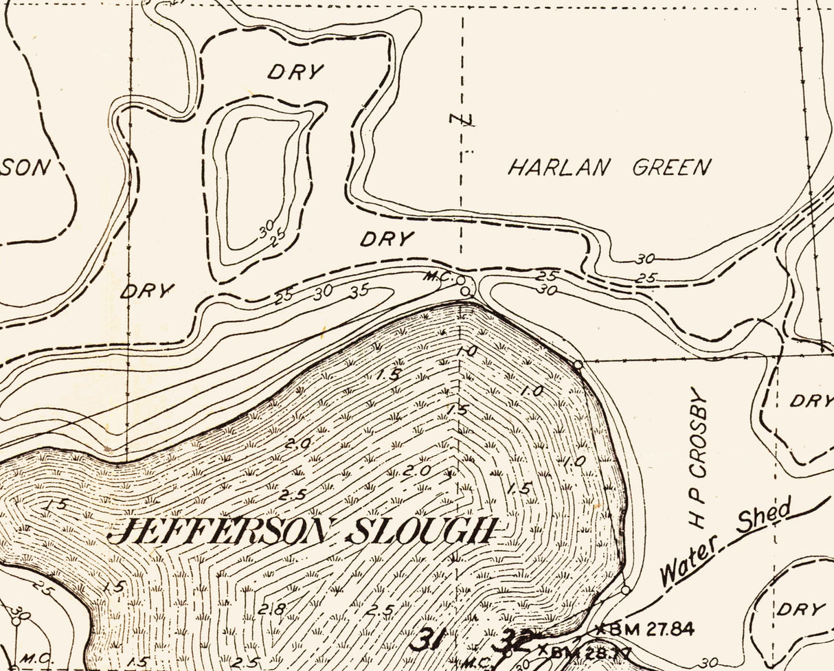 1916 Map of Jefferson Slough Dickinson County Iowa
