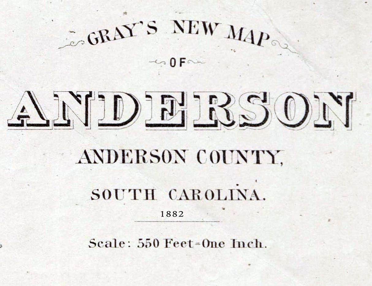 1882 Map of Anderson Anderson County South Carolina