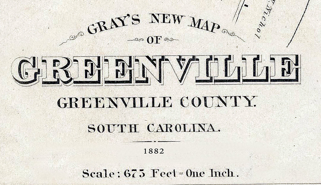 1882 Map of Greenville Greenville County South Carolina