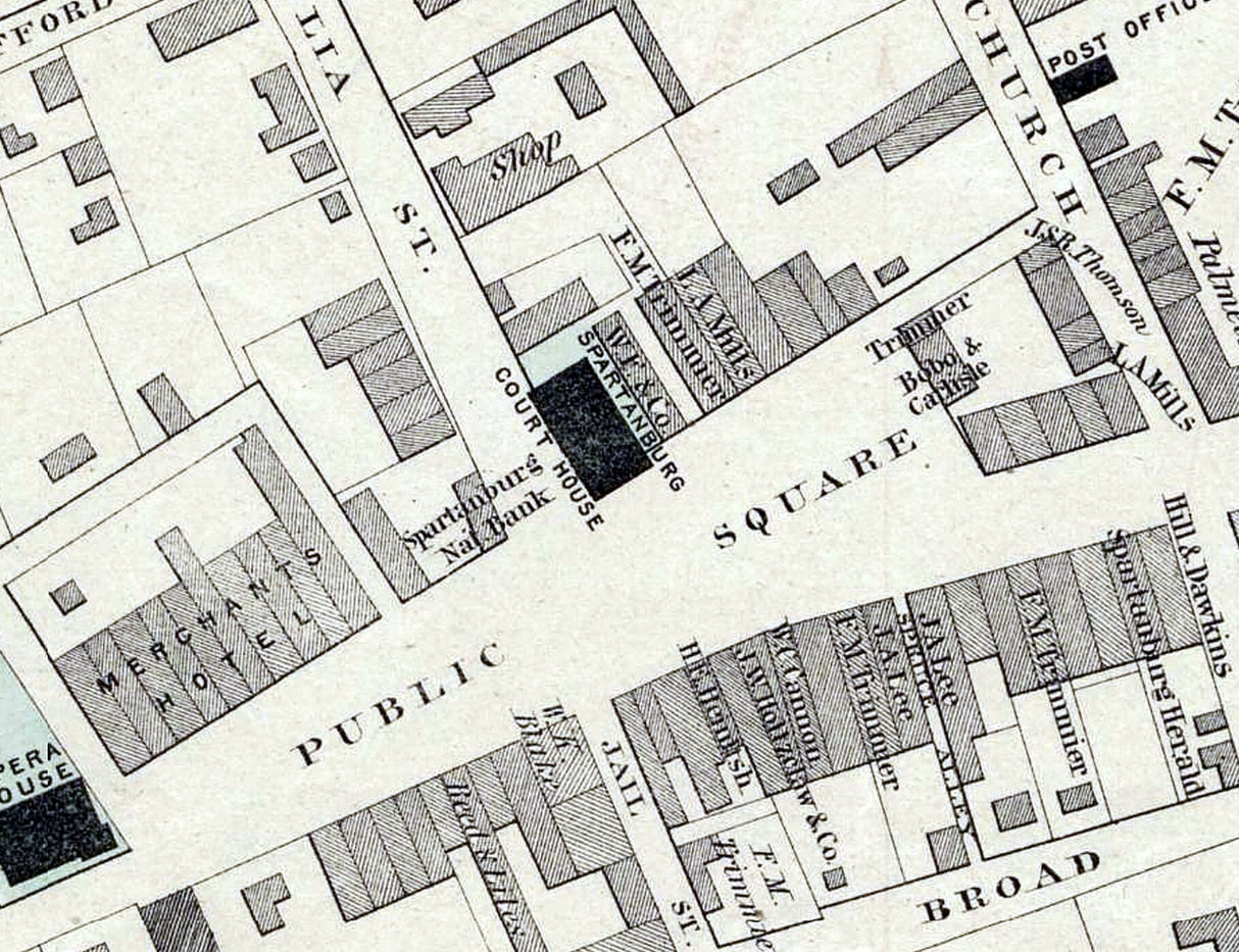1882 Map of Spartanburg Spartanburg County South Carolina