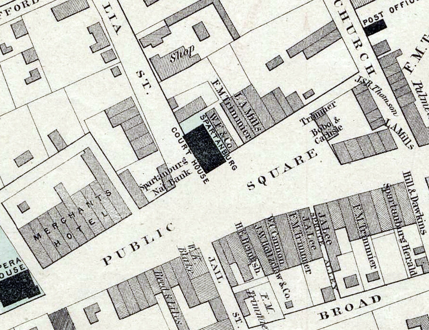 1882 Map of Spartanburg Spartanburg County South Carolina
