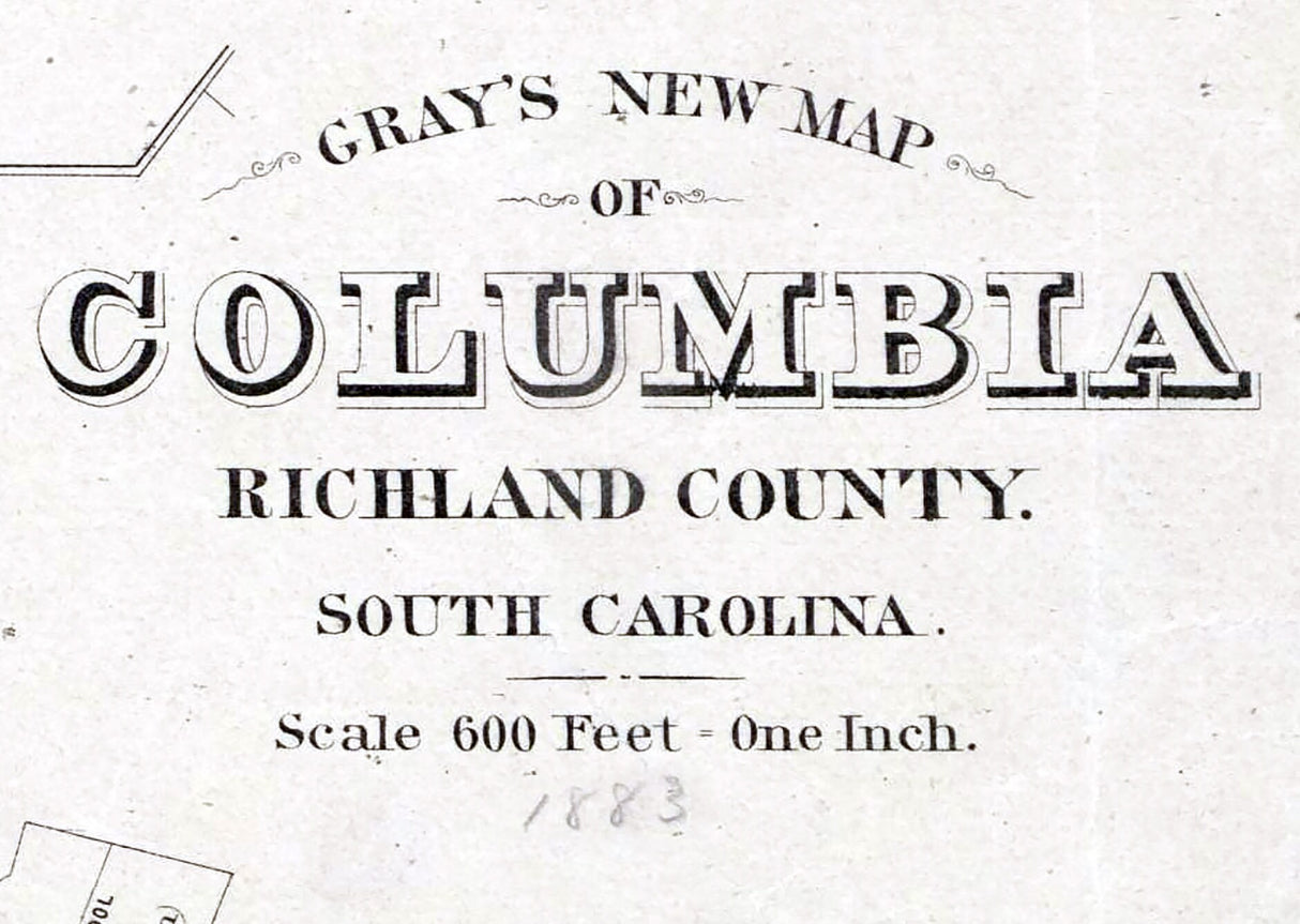 1883 Map of Columbia Richland County South Carolina