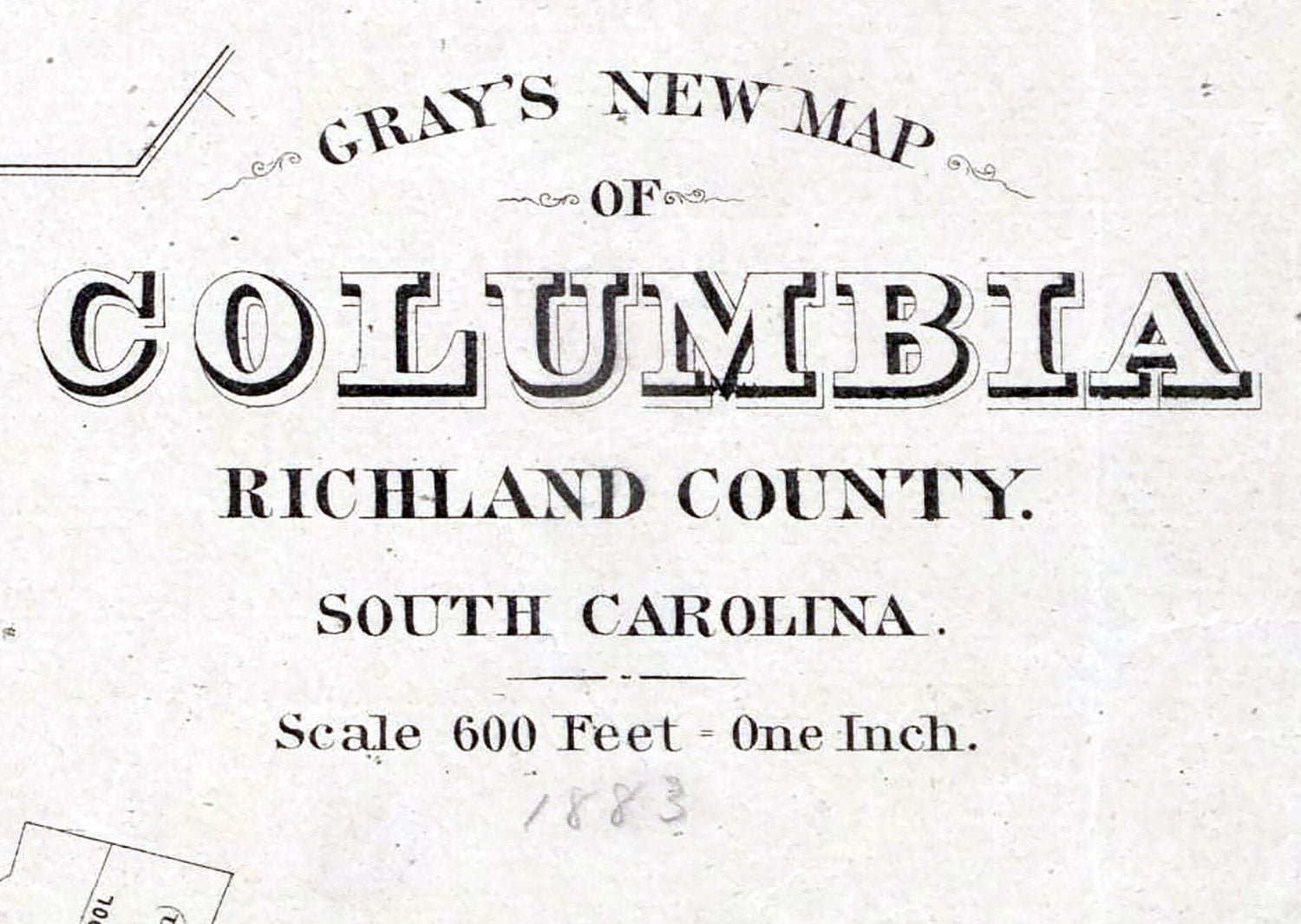 1883 Map of Columbia Richland County South Carolina