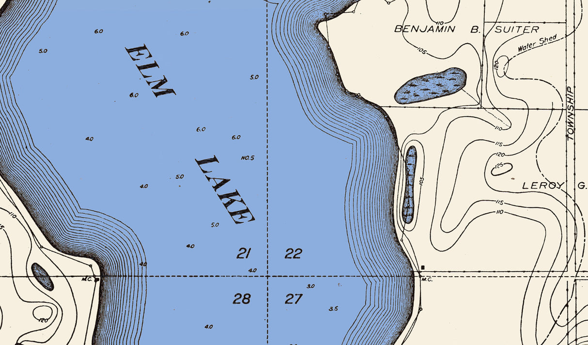 1915 Map of Elm Lake Wright County Iowa